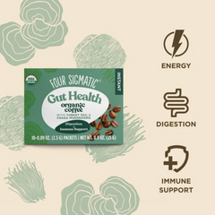 Four Sigmatic Gut Health Instant Coffee benefits infographic