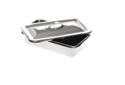 STAINLESS STEEL INSTRUMENT TRAY WITH LID 200MM x 130MM x 50MM