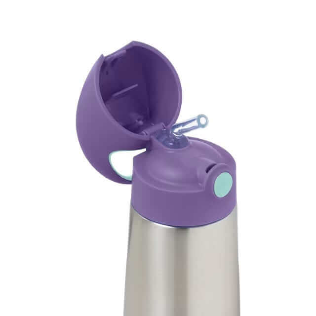 B.BOX Insulated Drink Bottle 350 Lilac Pop Drink Bottle,Insulated Drink Bottle,Insulating double wall stainless stee,Silicone straw top bottle,water bottle