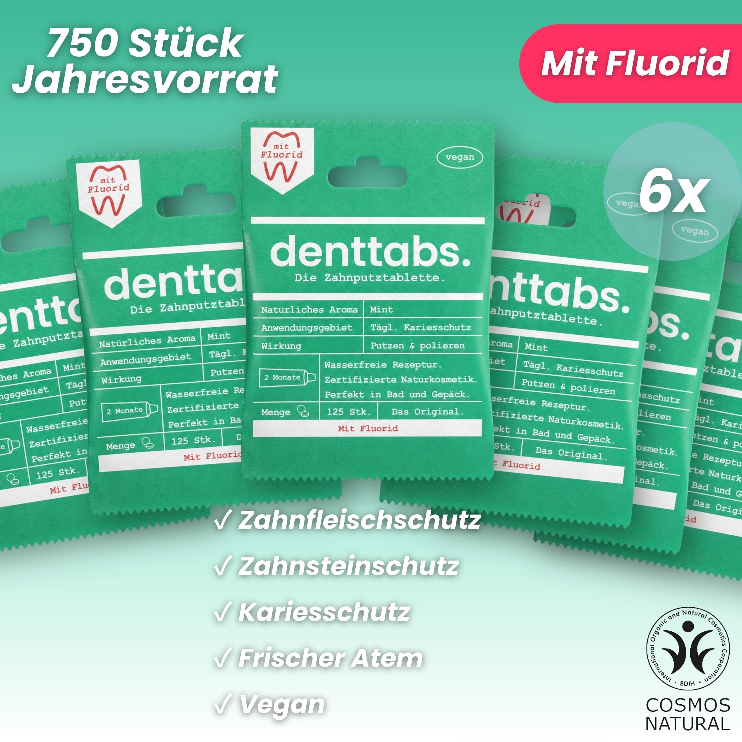Denttabs Toothpaste Tablets Mint with Fluoride x750 (12 Month Supply)