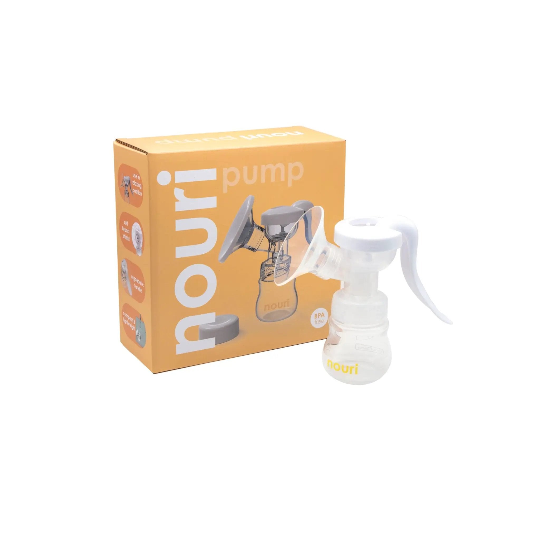 Nouri Manual Comfort And Control Handheld Breast Pump Ergonomic Design And Two Suction Levels