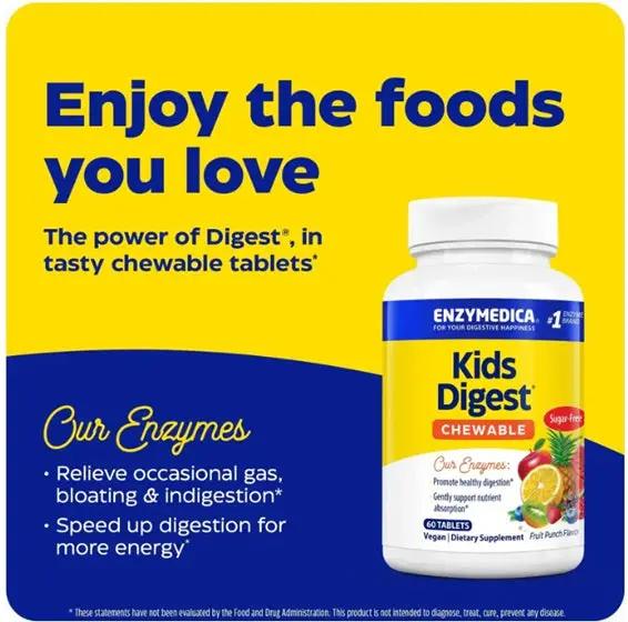 Enzymedica Kids Digest™ Chewable 60 Tablets | Children's Digestive Enzyme Chewable