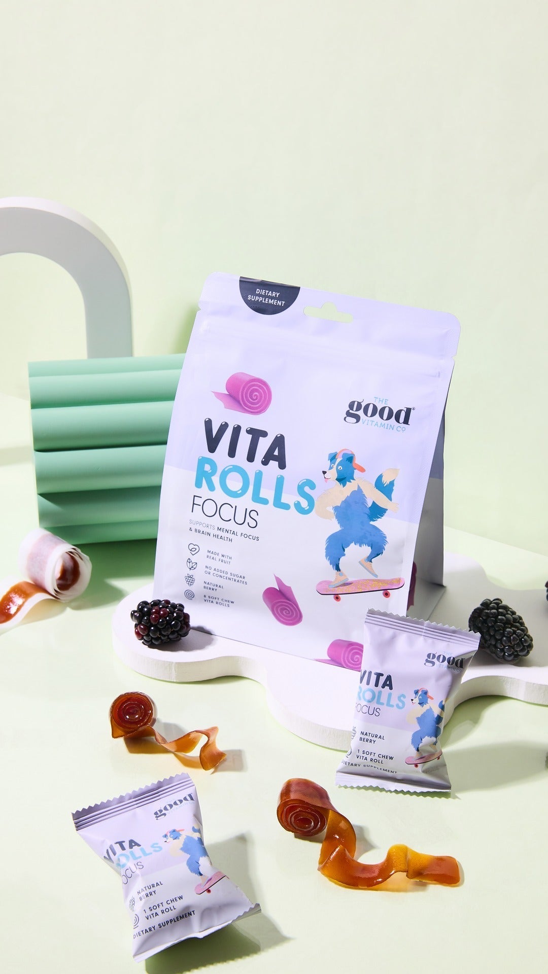 The Good Vitamin Co Kids Vita Rolls Focus Fruit Rolls 8 Pack
