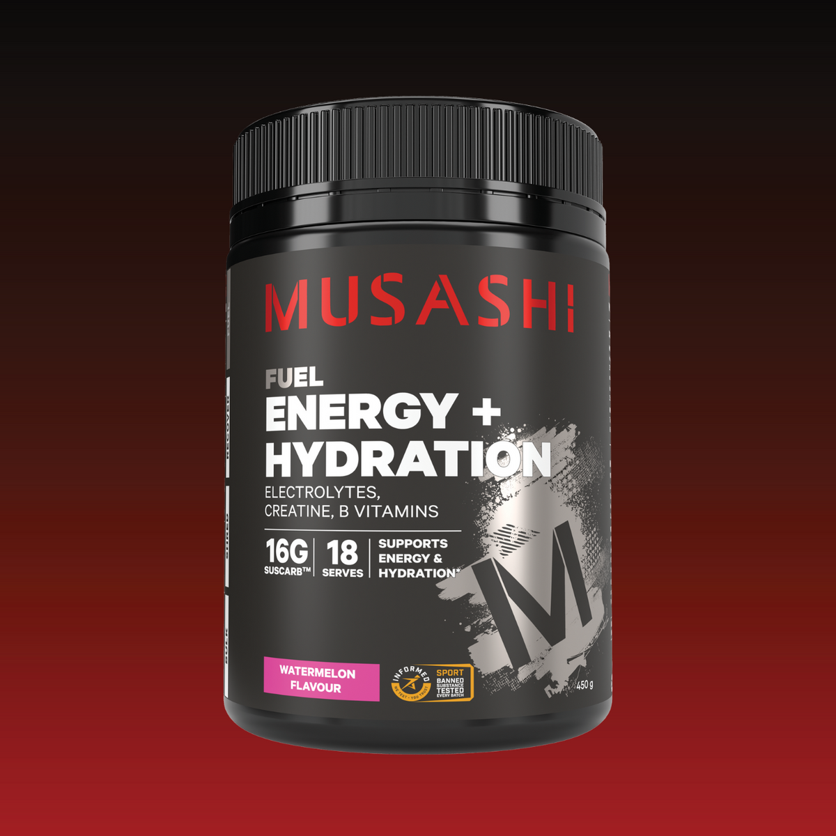 Musashi Energy + Hydration Watermelon 450g – Energy & Hydration Drink Powder