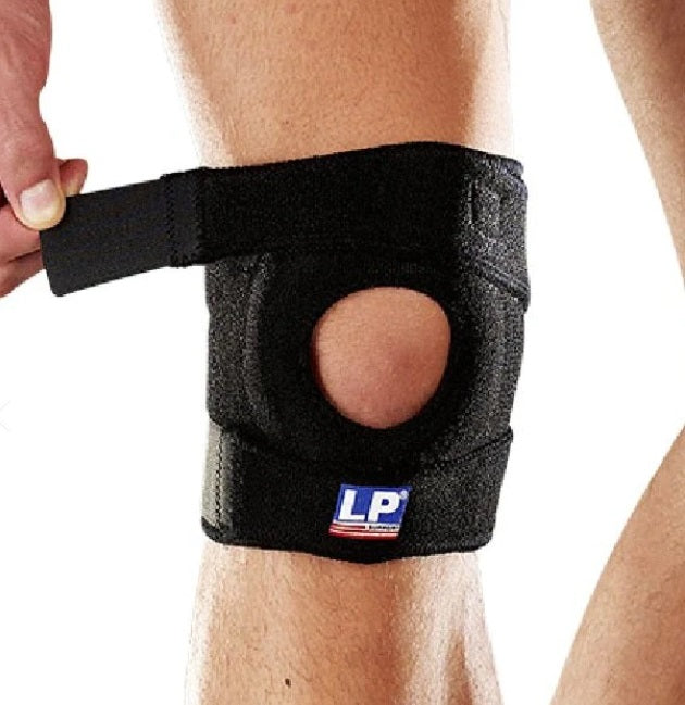 LP788 OPEN PATELLA KNEE SUPPORT compression for weak or overstressed knee.,issues,Knee instability,Mild strain/sprain,Patellar instability,prevents displacement