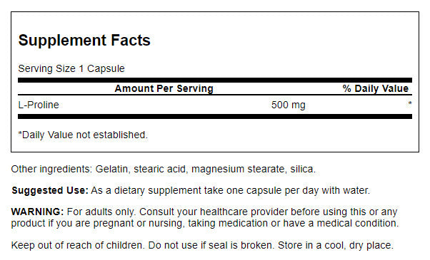 Swanson &ndash; L-Proline 500mg 100C