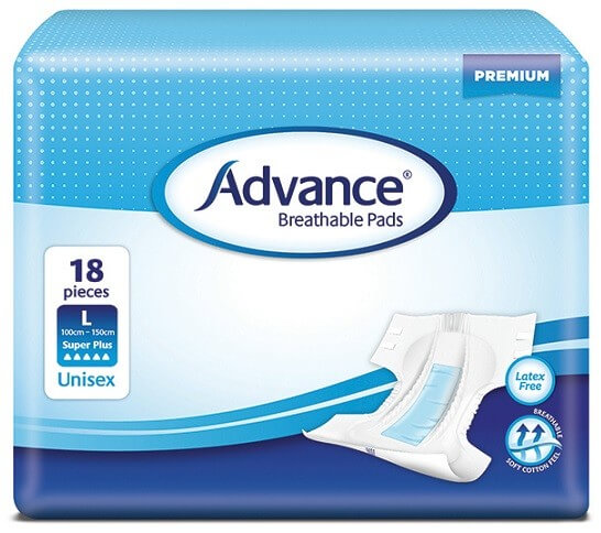 Advance® Breathable Pads anatomically shaped,Breathable Pads,comfort,fast and even absorption,issues,skin dry,super absorbent polymers