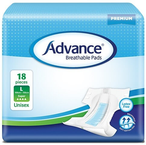 Advance® Breathable Pads anatomically shaped,Breathable Pads,comfort,fast and even absorption,issues,skin dry,super absorbent polymers