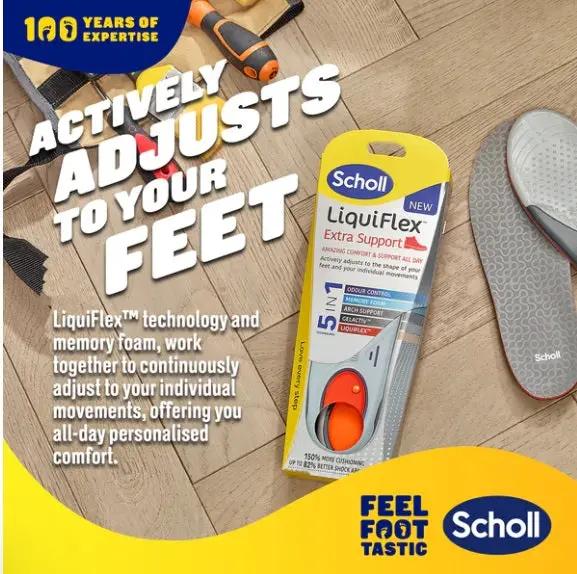 Scholl LiquiFlex Extra Support Insole Small gelactiv,INSOLES,issues,leading podiatrists,LiquiFlex Insoles,LiquiFlex Small,Memory foam