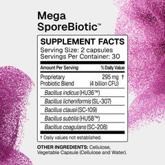 Microbiome Labs MegaSporeBiotic 60 Capsules supplement facts