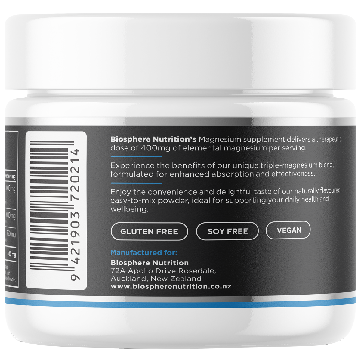 Biosphere Magnesium powder 141g, Mango Pineapple Flavour