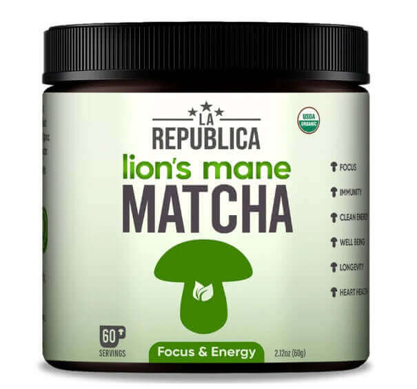 La Republica Matcha with Lion's Mane Extract Powder 60g coffee,daily vitamins,Decafe Coffee,Decafe Instant Mushroom Coffee,Matcha,Matcha with Lion's Mane,Multi vitamins,multivitamins,Mushroom Coffee,Rich in vitamins and minerals,vitamins,Vitamins & Supple