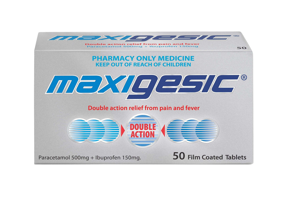 Maxigesic 50 Tablets Qty restriction (2) applies fever,issues,maxigesic,nurofen,pain,pain and fever,panadol