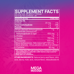 Microbiome Labs MegaMucosa Powder Berry Acai 144.5g supplement facts