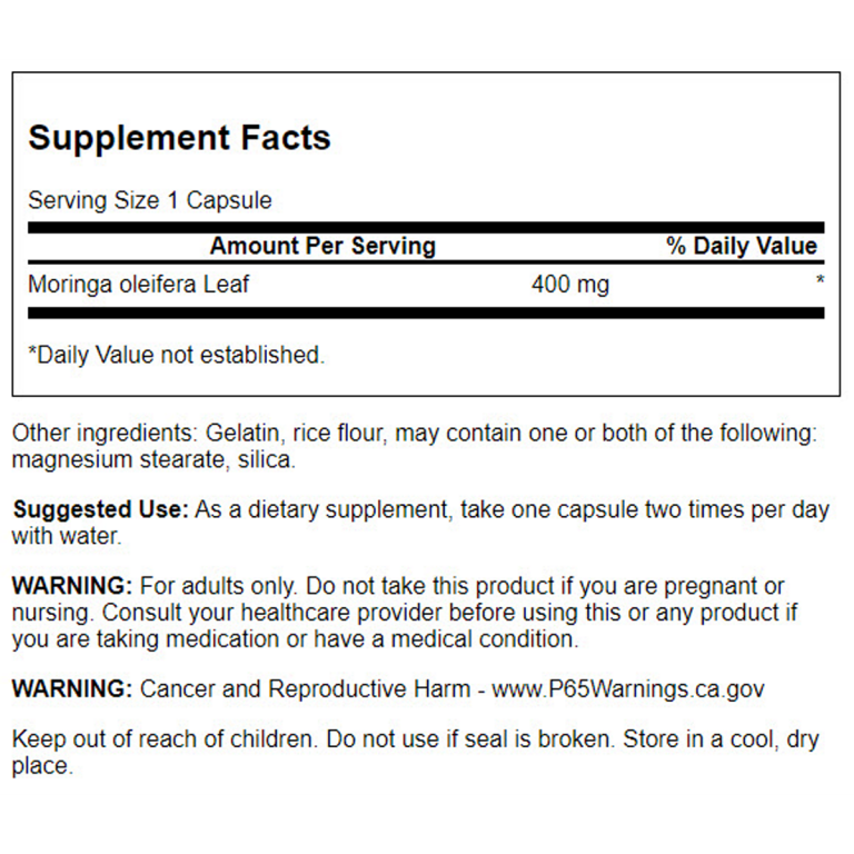 Swanson Moringa Oleifera Energy And Immune Capsules (400 Mg, 60 Count)