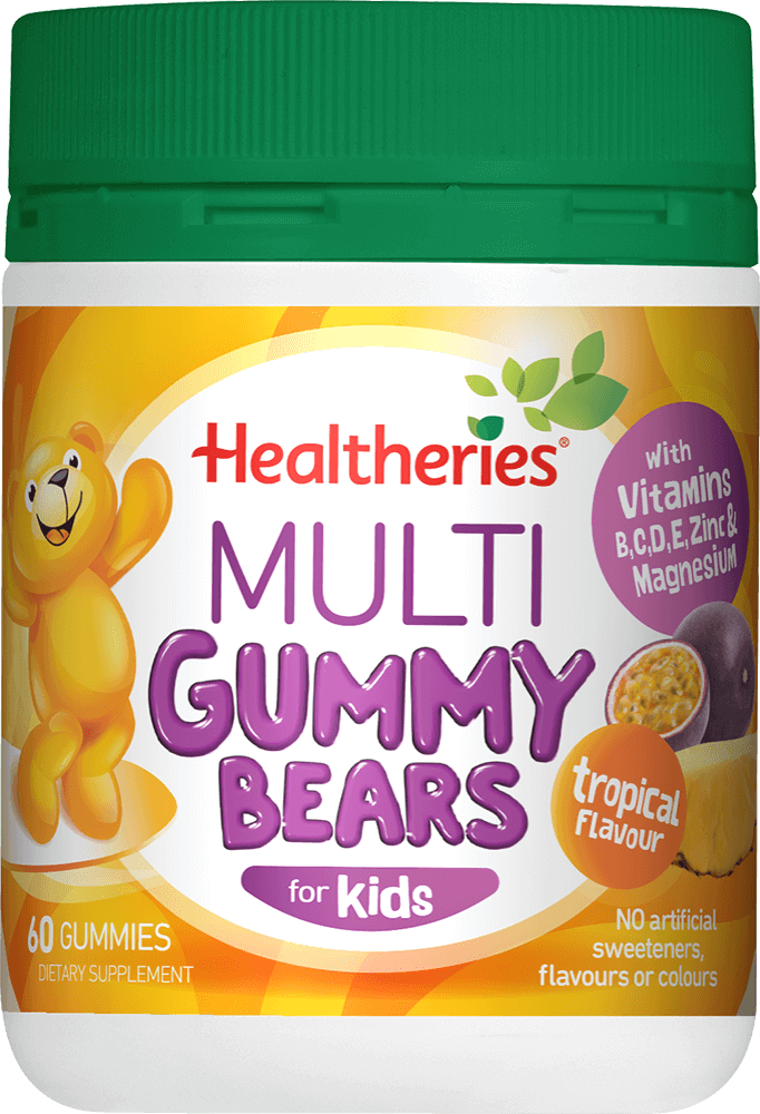 Healtheries Kids Multi Gummy Bears Tropical 60s cheaper than bargain chemist,cheaper than chemist warehouse,cheaper than HEALTH NZ,cheaper than NZ HEALTHSTORE,cheaper than pharmacy direct,cheaper than THE MARKET,gummyvite,healtheries,healtheries gummies,i