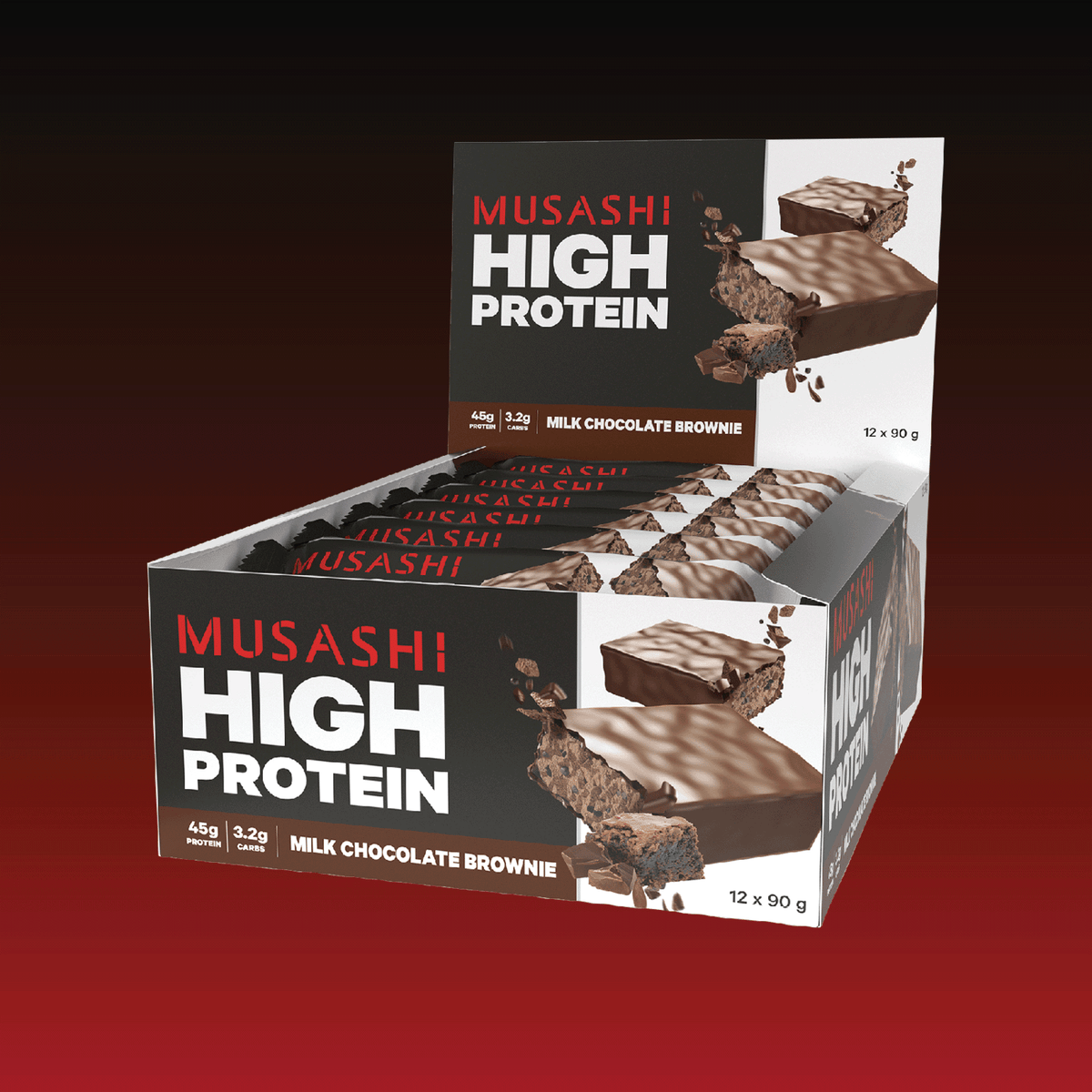 Musashi High Protein Bar Milk Chocolate Brownie Box 12 x 90g – High Protein Snack Bar