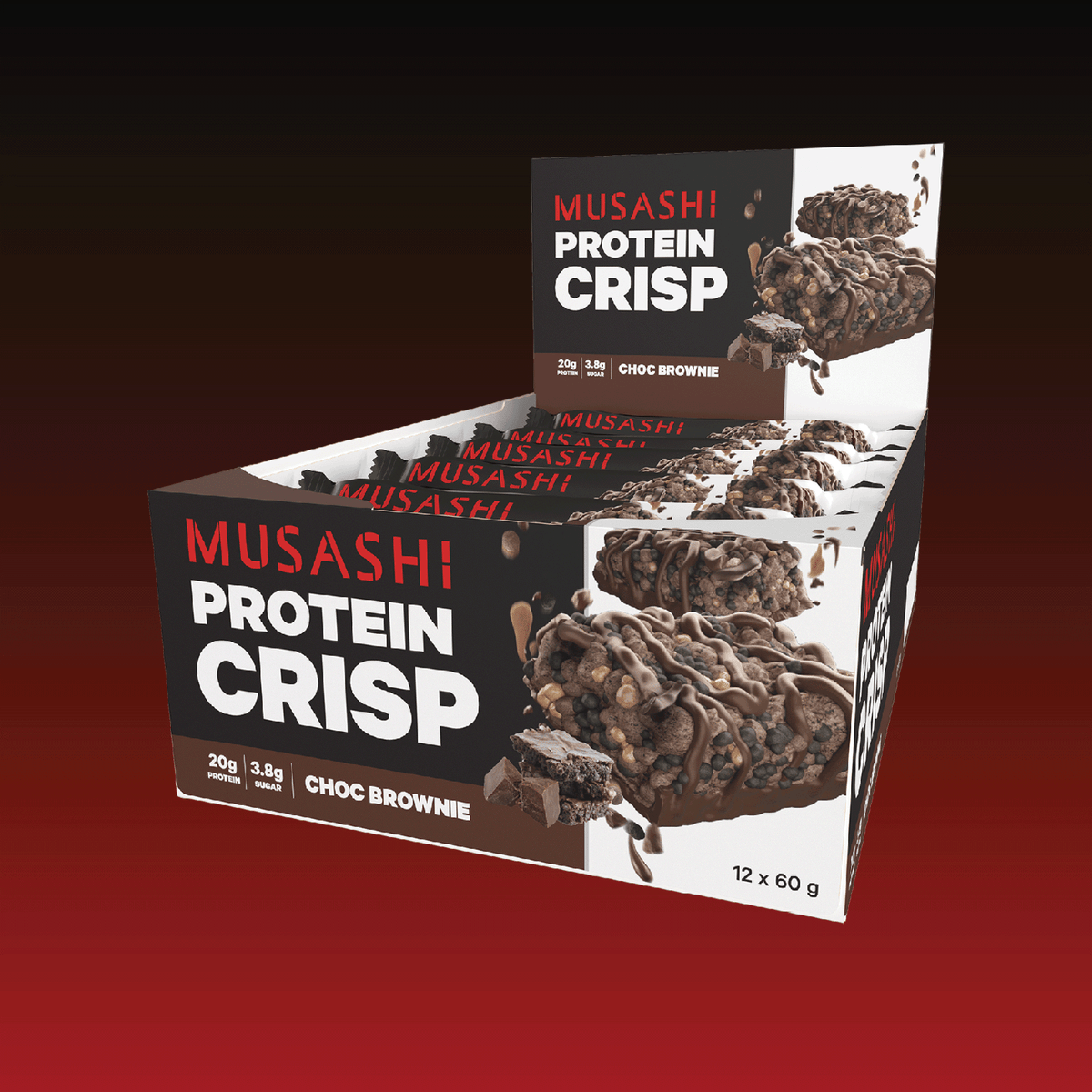 Musashi Protein Crisp Bar Choc Brownie Box 12 x 60g – High Protein Snack Bar