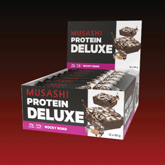 Musashi Protein Deluxe Bar Rocky Road Box 12 x 60g – High Protein Snack Bar