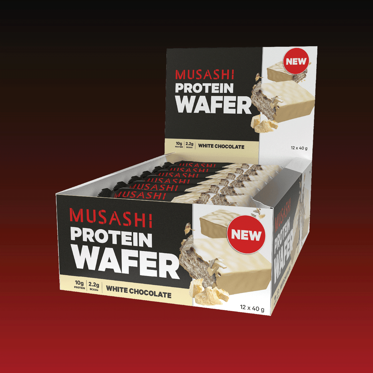 Musashi Protein Wafer White Chocolate Box 12 x 40g – Protein Wafer Snack