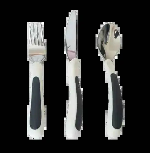 Kura Care Adult Cutlery Set - Black and White