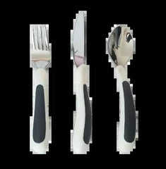 Kura Care Adult Cutlery Set - Black and White