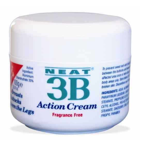 Neat 3B Action Cream 100g jar - sweat rash cream for chafing relief, fragrance-free for all ages.