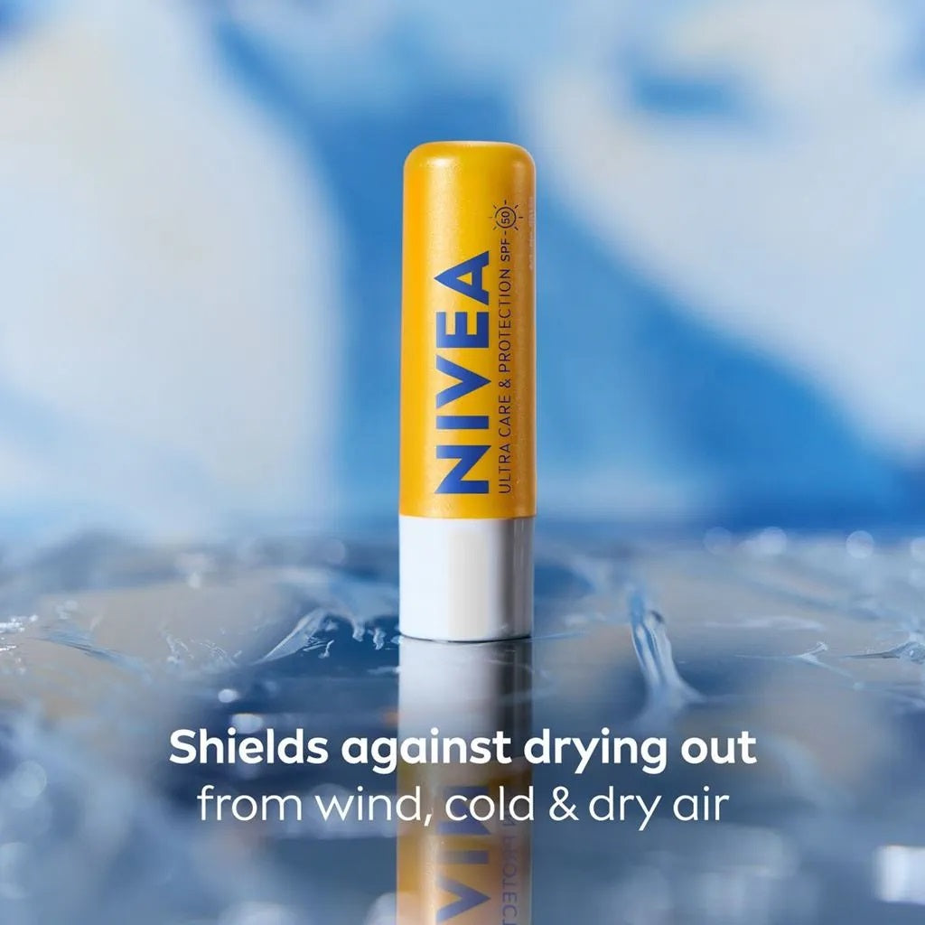 Nivea Lip Balm Ultra Spf50 4.8g Hydrates lips,Instantly melts into your lips,issues,lip balm,Lip Balm Ultra,Lip Care,Moisturising,Moisturising balm,Moisturising Lip Care,Nivea Lip Balm Ultra,no sticky feeling lip balm,softens lips,Spf50,SPF50 Lip Balm,Sun