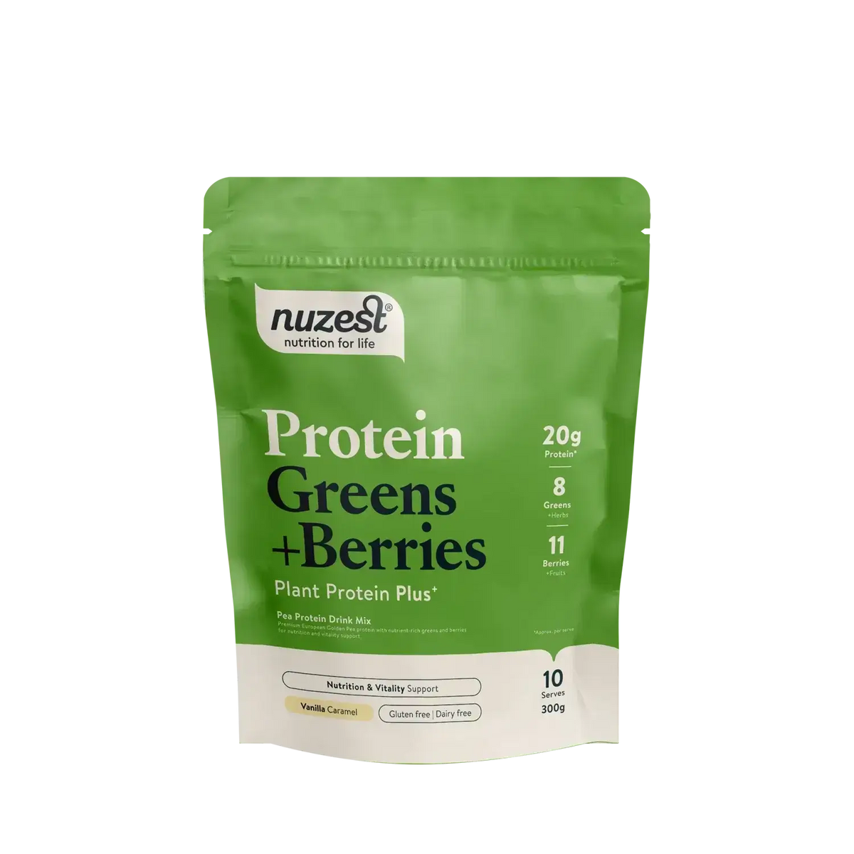 Nuzest Protein Greens + Berries 300g Vanilla Caramel 100% pure,clean lean,issues,nuzest,nuzest clean clean sachets,nuzest clean lean,optifast,protein,pure protein,weight,weight loss,weight loss programme,weight management,weight reducer,weight reduction