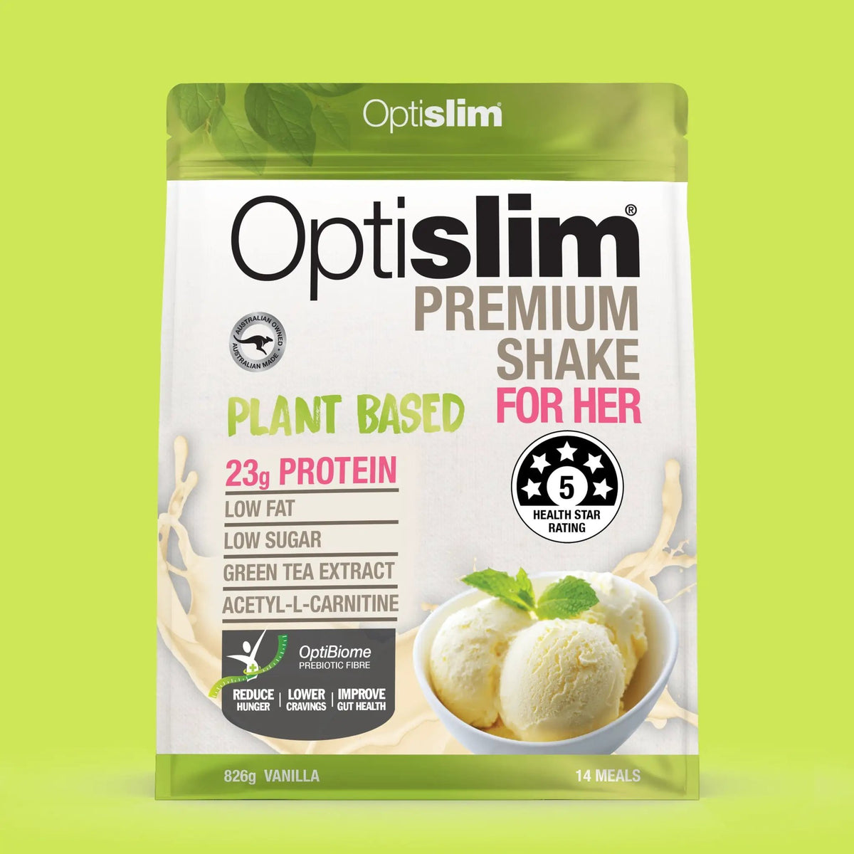 Optislim For Her Plant Based Vegan Shake Vanilla 826g