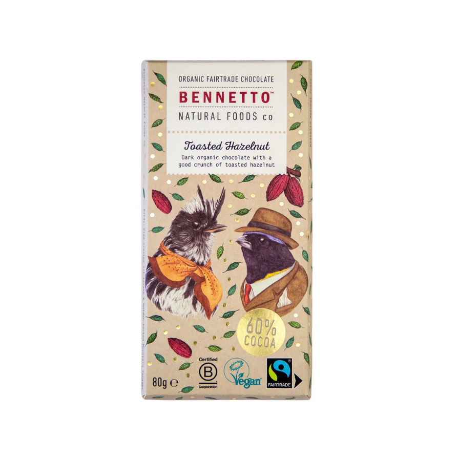 Bennetto Dark Chocolate Toasted Hazelnut 80g