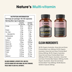 Chief Organic Beef Offal Capsules 120c - back