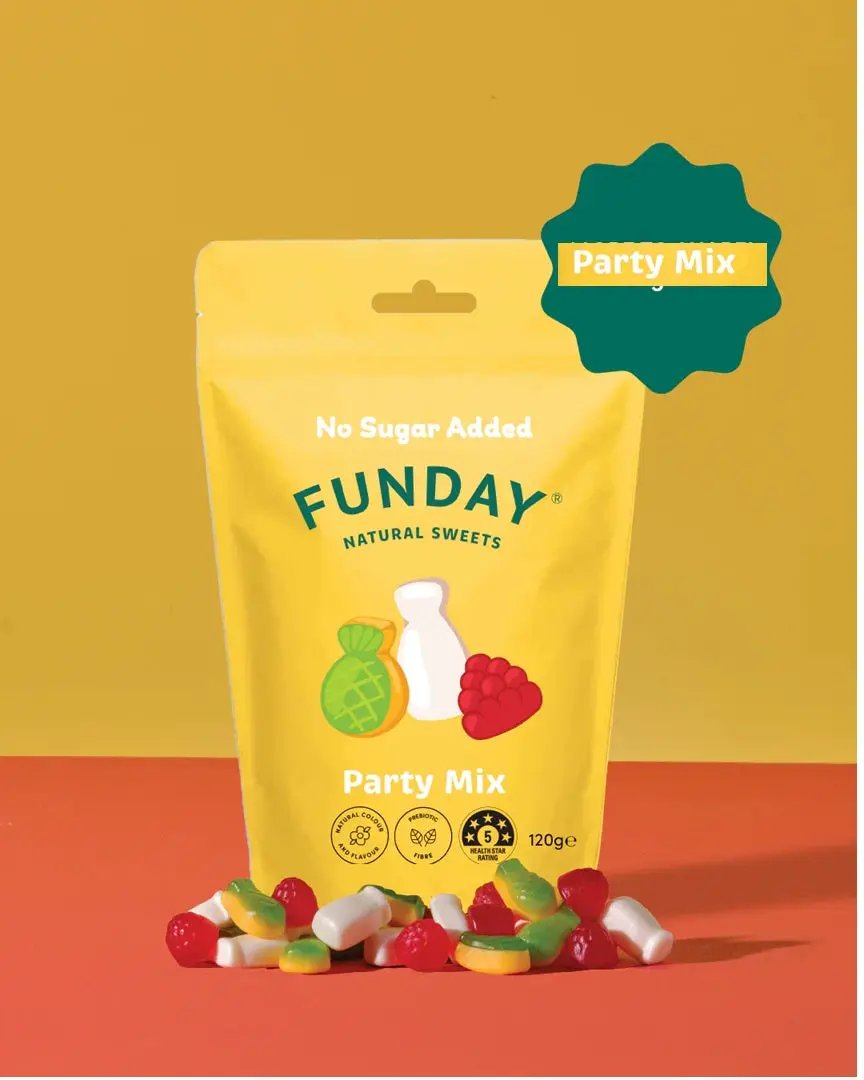 Funday Natural Sweets Party Mix Share Bag 120g | Sugar-Free Party Mix