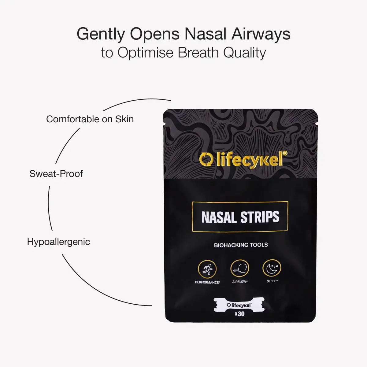 Life Cykel Nasal Strips Daily Comfort Enhanced Airflow For Restful Sleep 30 Pack