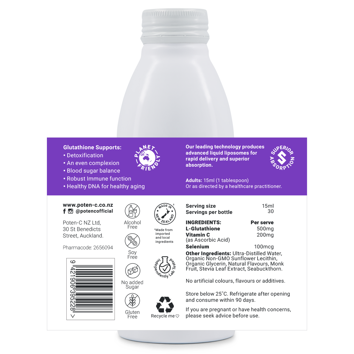 Poten-C Superdose Liposomal Glutathione 500mg