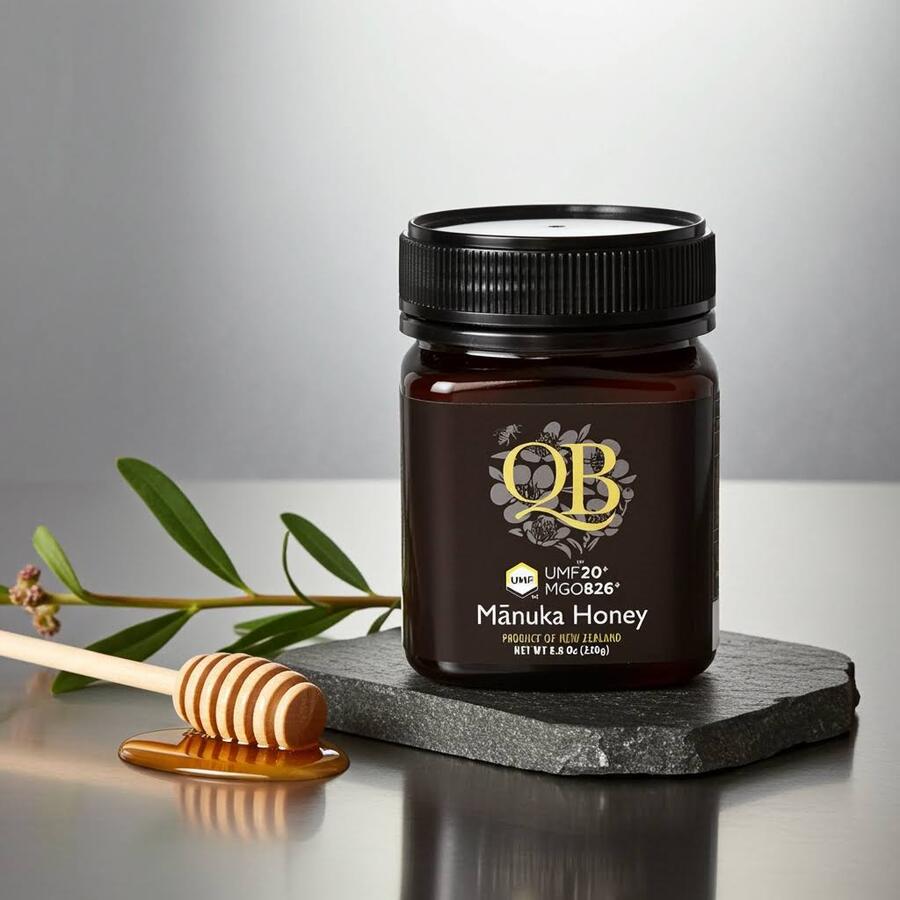 QB Manuka Honey UMF 20+ Immune Support And Natural Antibacterial Honey From New Zealand (250g)