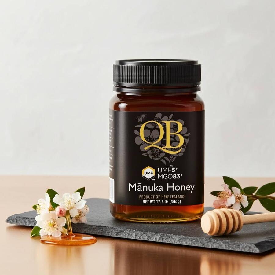 QB Manuka Honey UMF 5+ 500g Premium New Zealand Mānuka Immune Support And Natural Antibacterial Quality
