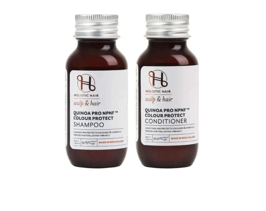 Holistic Quinoa Pro NPNF™ Colour Protect Shampoo & Conditioner 50ml Travel Set Aids Styling,benefits of hair,Chemically treated hair,Colour Protect Shampoo,colour retention,Coloured hair,Conditions and Combats frizz,Curly hair,Damaged hair,dehydrated hair