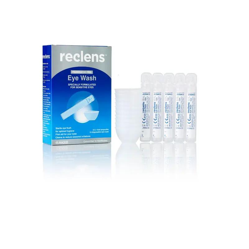 Reclens Saline Solution PF Ampoule | Sterile Preservative-Free | Contact Lens Rinse (15 x 15ml)