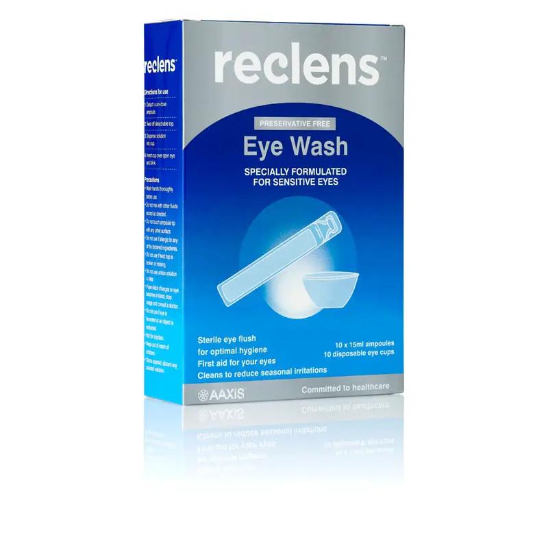 Reclens Saline Solution PF Ampoule | Sterile Preservative-Free | Contact Lens Rinse (15 x 15ml)