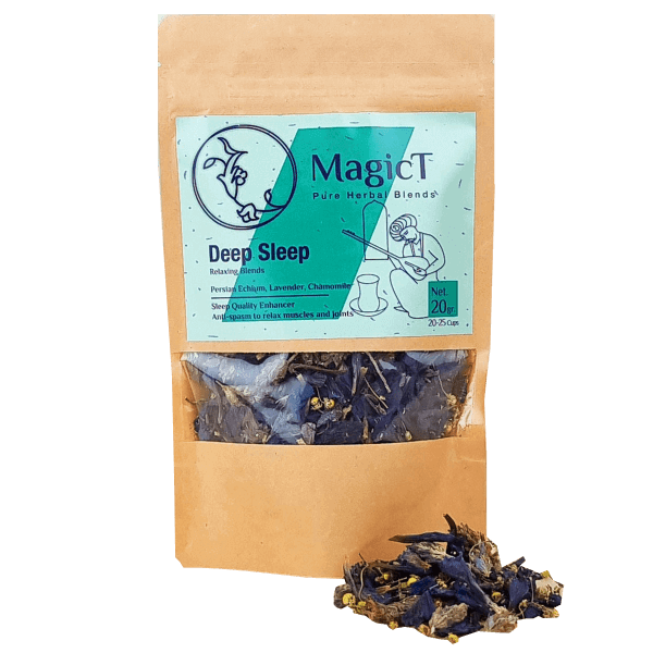 MagicT Deep Sleep anti-stress herbal tea,antioxidant,antioxidant blend,Ayurda herbal tea,Cardamom,Chamomile,Cinnamon,Daily Energizer,Daily Energizer Tea,deep sleep,Deep Sleep Tea,DeepSleep Tea,dried ginger root,Energizer Tea,energy,Ginger,Ginger and Cinna