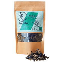 MagicT Just Relax 20g antioxidant,antioxidant blend,CALM BODY AND MIND RELAXATION,Cardamom,Chamomile,Cinnamon,Digestive support,dried ginger root,Easy Digest tea,feeling calm,feeling calm and happy,Ginger,Ginger and Cinnamon,google,gorgeous purple flowers