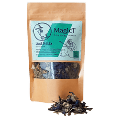MagicT Just Relax 20g antioxidant,antioxidant blend,CALM BODY AND MIND RELAXATION,Cardamom,Chamomile,Cinnamon,Digestive support,dried ginger root,Easy Digest tea,feeling calm,feeling calm and happy,Ginger,Ginger and Cinnamon,google,gorgeous purple flowers