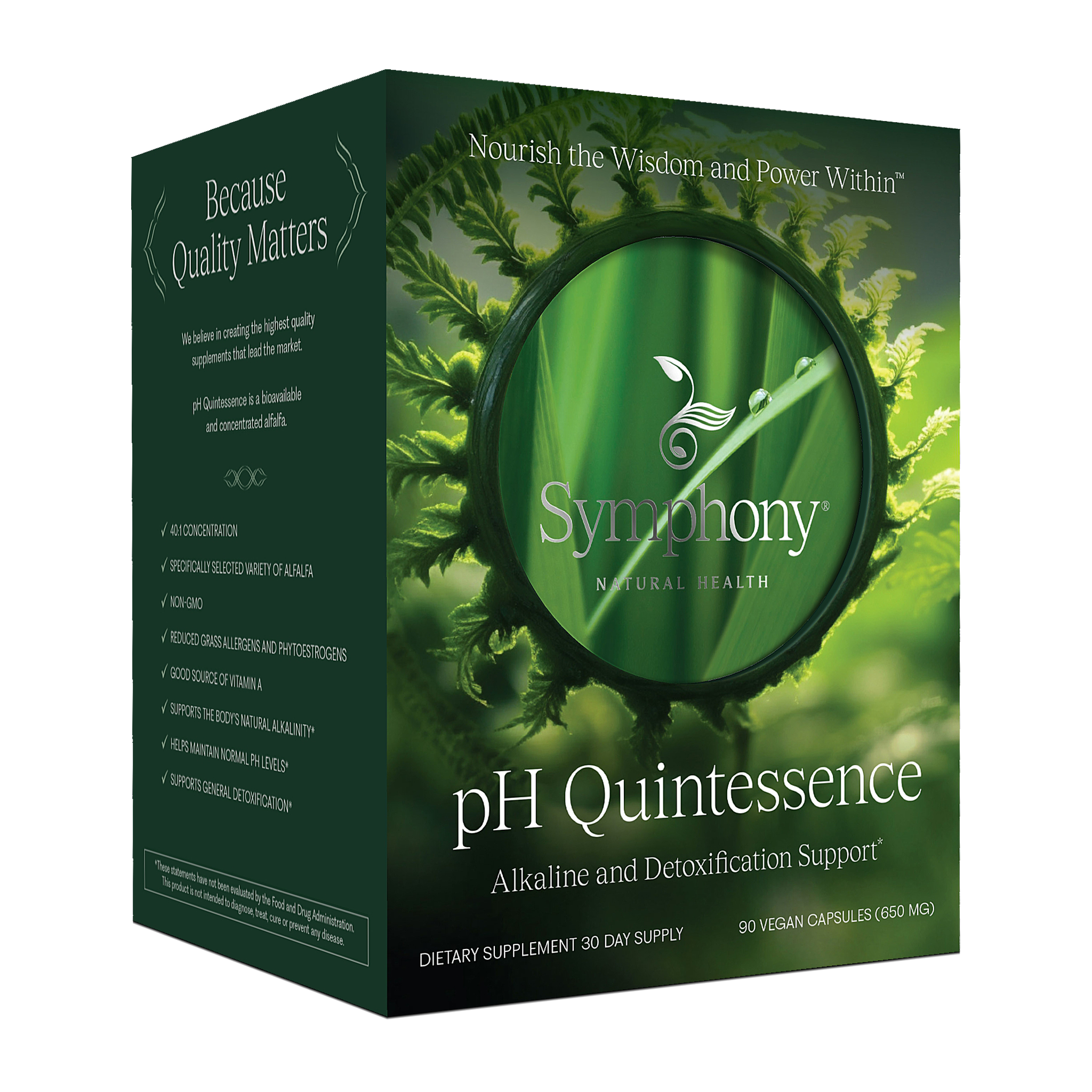 pH Quintessence alkaline greens supplement front right view