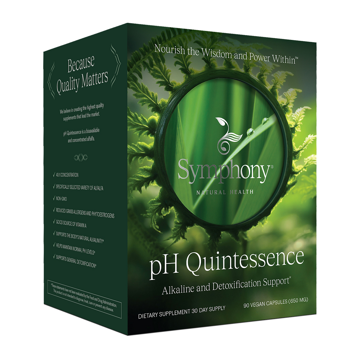 pH Quintessence alkaline greens supplement front right view