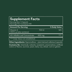pH Quintessence supplement facts panel