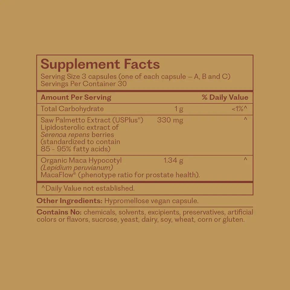 Revolution MacaFlow supplement facts panel