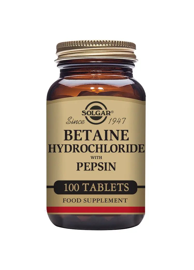 Solgar Betaine Hydrochloride with Pepsin 100 tablets Betaine Hydrochloride with Pepsin,issues,Multi vitamins,multivitamins,Solgar Betaine Hydrochloride with Pepsin,vitamins,vitamins and minerals,Vitamins and Supplements,vitamins minerals