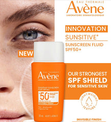 Avène Sunsitive Fluid SPF50+ 50ml (Suitable for use under makeup,4 hours water resistant,Aveeno Skin Relief Body Wash,Avene SPF 50+,Avène dermatological expertise,Baby skin care condition,cheaper than chemist warehouse,Clear Skin,clinically tested,Combina