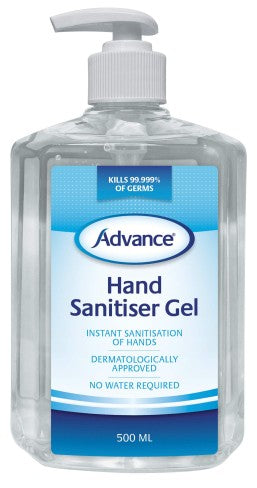 Advance® Hand Sanitiser Gel 70% alcohol Completely Biodegradable,Ergonomically designed bottle,issues,Kills over 99.999% of germs,Natural Moisturisers,No water required,No-rinse formula,Quick evaporation time,Unique formulation